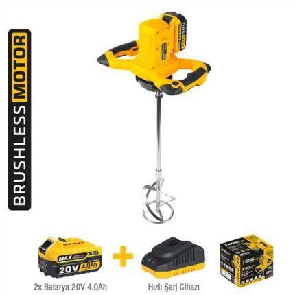 SGS Akülü Karıştırıcı Mikser 20V – 2×4.0Ah Akü | Kömürsüz Motor