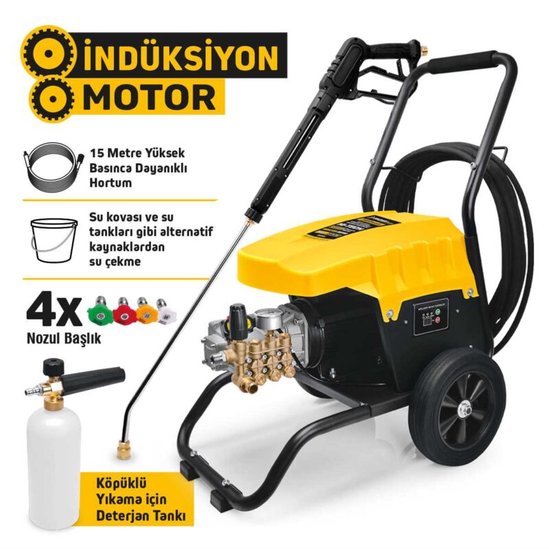 SGS Endüstriyel Yüksek Basınçlı Yıkama Makinesi 2800 Watt – 150 Bar | İndüksiyon Motor